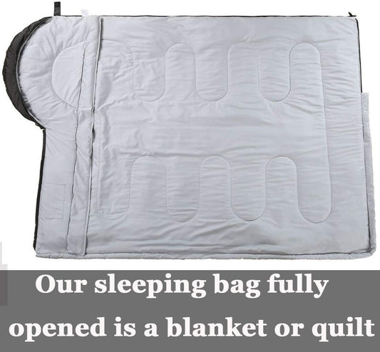 3-4 Season Portable Waterproof Envelope Sleeping Bag for Adults & Kids - For Traveling, Camping, Hiking